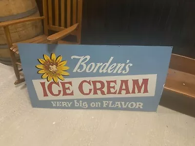 Vintage Original MINTY Metal Borden's Ice Cream Sign ELSIE GAS SODA COLA 44 X24  • $6500