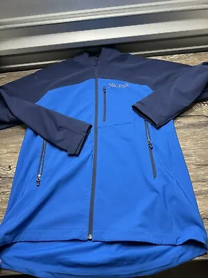 Men's Marmot M3 Blue Full Zip Tempo Jacket Soft Shell Zip Pockets Size XL • $26.93