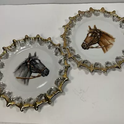 Vintage Horse Head Decorated Plates Brinns Miniature Wall Hanging Decor  X2 READ • $8.40