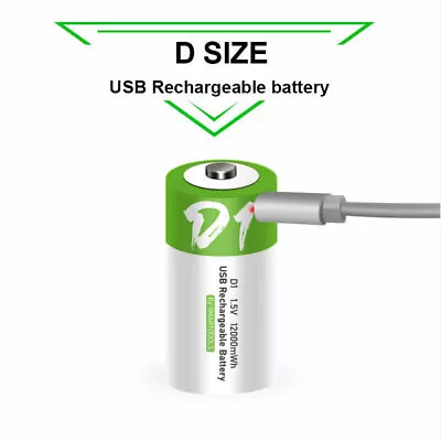 USB D Size Lithium Recharge Battery 1.5V Fast Charger Type C Cable Lot 4/ 1PK • $11.09