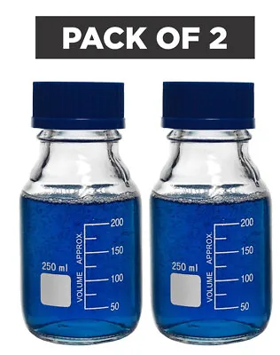 250ml Glass Round Media Storage Bottles With GL45 Screw Cap Borosilicate Glass • $12.99