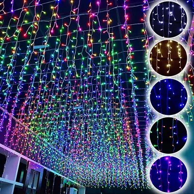 3M/4M/5M LED Garland Icicle Lights Droop Curtain String Lights Wedding Christmas • £10.55