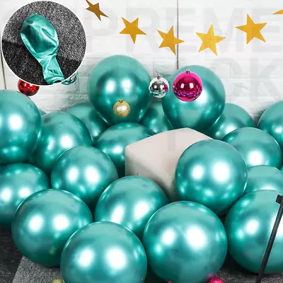 50 Green Metallic Balloons Chrome Shiny Latex 12  Thicken For Wedding Party Baby • $5.99