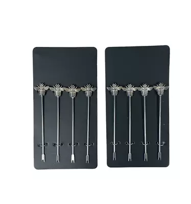 Loft1850 Silver Bee Set Of 8 Olive/Cocktail Picks | Slight Seconds | Tarnished • £10