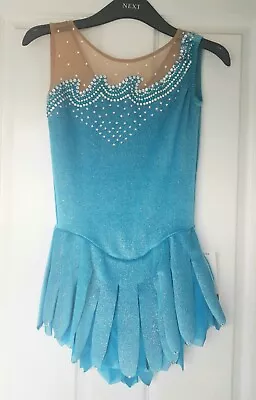  NEW SHARENE ICE SKATING/BATON DRESS Ladies XS/12-14yrs 1000+ Swarovski Crystals • £125