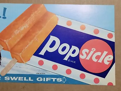 NOS Popsicle Paper Litho Advertising Sign Joe Lowe 1965 Ice Cream Dairy 16 X6  • $19.99