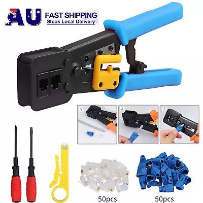 6 In 1 RJ45 RJ11 Crimper Cat5/6 Connector Network Stripper Tool End Pass Through • $27.95