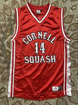 VINTAGE Cornell Squash Basketball Jersey Red & White Medium Sewn Flannery • $30