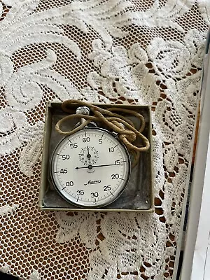 Vintage Swiss Stop Watch Minerva Watch Co. 7 Jewels Original Box Near Mint • $100