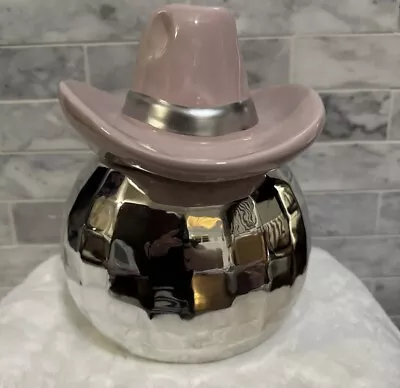 RARE Disco Ball Cookie Jar W/ Pink Cowgirl Cowboy Hat  Ceramic 10-3/8  • $44.99