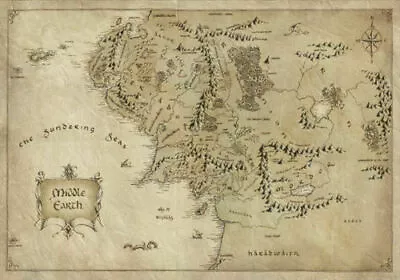 $18.95 • Buy LORD OF THE RINGS Map Of Middle Earth * LARGE A3 SIZE QUALITY CANVAS PRINT