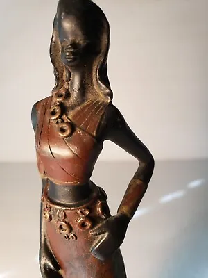 Vintage Possible Enesco Mahogany Tribal Princess Statue Elegant African Beauty • $20