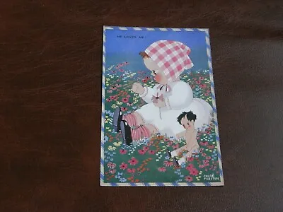 £4.50 • Buy Original Chloe Preston Signed Art Deco Children Postcard - He Loves Me! Doll.