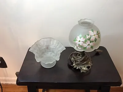 Vintage Tabble Desk End Table Night Light Cloudy Glas Candy Dish • $49.49