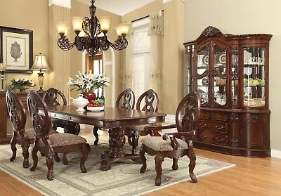 NEW Traditional Cherry Brown Extending Table & Chairs - 7 Piece Dining Set ICAW • $3386.72