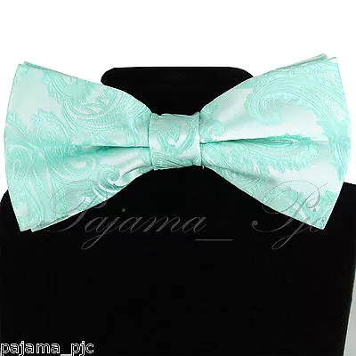 Aqua Mint Green Paisley Pre-tied Bow Tie Wedding Formal Party Prom 20HH • $10.40