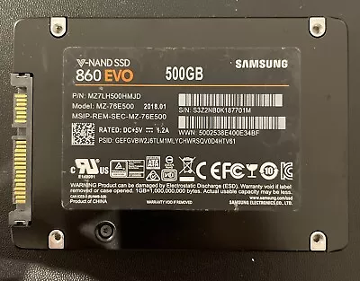 Samsung Mz-76e500 500 GB 860 EVO SATA III 64l V NAND Solid State Drive SSD • £24.99