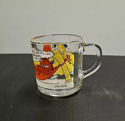 Vintage 1978 McDonalds Garfield Hammock Odie Glass Mug Cup Anchor Hocking Glass • $12.95