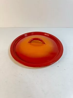 Vintage Descoware Enameled Cast Iron Lid FE 18 Flame Orange Belgium 7.5  • $24.14