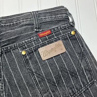 Vintage Wrangler Womens Jeans 31x33 Pinstriped Black Fade Western Cowboy 70’s • $99