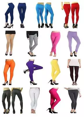 £4.99 • Buy Ladies/girls Cotton Lovely Soft Stretch Plain  Full Long Ankle Leggings Sizes 