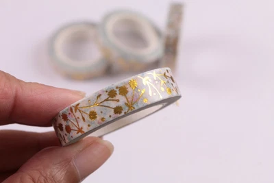 $3.50 • Buy Gold Foil Floral Skinny Washi Tape, 10mm Washi Tape