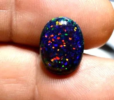 2.96 Ct Aaaa Large Australian Black Opal Lab Created 925 Sterling Silver Ring • $59.99