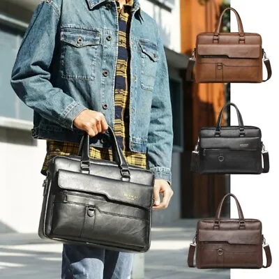 Men PU Leather Cross Body Shoulder Satchel Handbag Business Travel Messenger Bag • $27.84