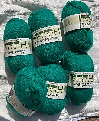 5 X Needleworks Heritage 8 Ply Yarn Green + 1 Incomplete Ball • $25