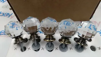 5  Diamond Crystal Glass Knobs Cabinet Handles Drawer Pulls  • $19.99