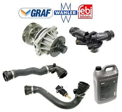 Water Pump & Thermostat + Upper Lower Hose Sensor Coolant Kit OES For BMW E46 3 • $196.38
