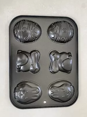 Easter Baking Tray 6 Mini Cakes Cookies Easter Rabbit Easter Egg Cake Tin • £9.99