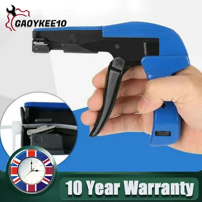 2 In 1 Cable Tie Gun Adjustable Tension For Quickly Fasten Cut Cables Wires • £13.94