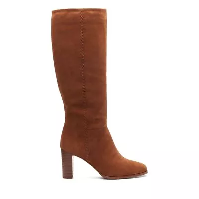 BNIB Clarks Womens KARAMO HI Dark Tan Suede Long Boots • £49.99