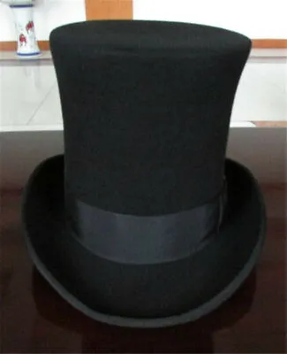 New Vintage Wool Mad Hatter Top Hat Magic Performing Black Cap Height 25cm Gents • £60.98