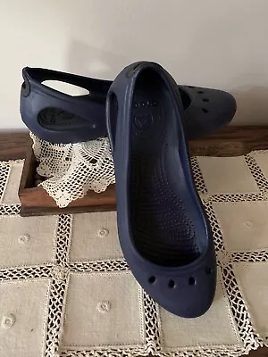 Size 8:  CROCS KADEE Ballet Flats  NAVY BLUE -  Worn Once/Clean • $14