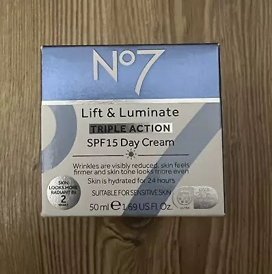 **  No7 Lift & Luminate TRIPLE ACTION Day Cream SPF 15 50ml  **  BNIB • £16.49