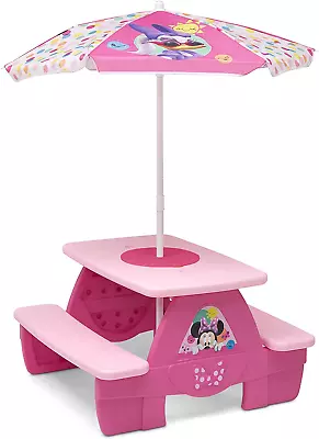 Disney Minnie Mouse 4 Seat Activity Picnic Table With Umbrella Gifts For Girls • $132.65