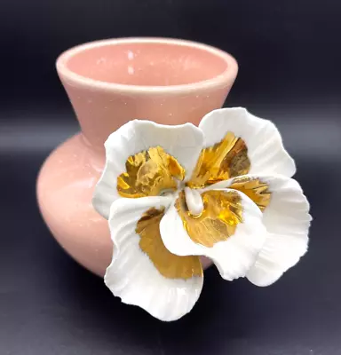 NWT Anthropologie Gilded Bloom Vase Pink W/ White And Gold Orchid. Discontinued • $38.99