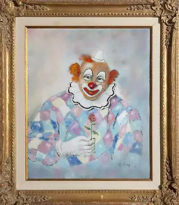 Max Karp Clown With Flower Enamel On Copper Signed Lower Right • $2000