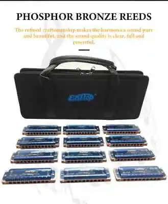 EASTTOP T008K-12 Diatonic Blues Harmonica Set Of 12 10Holes Harp Mouth Organ Set • $143.95