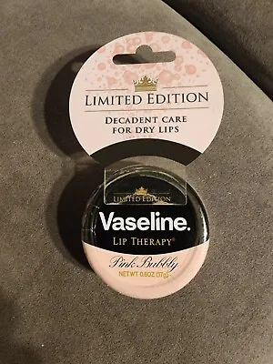 Vaseline Lip Therapy Pink Bubbly Lip Balm Tin Limited Edition 0.6 Oz • $4.99