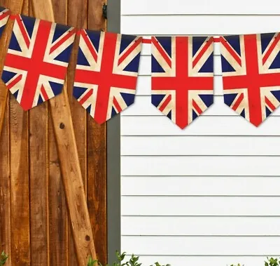 Vintage Style Union Jack Celebration Garden Party Bunting & Ribbon • £6.99