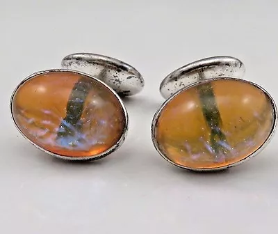 Vtg Sterling Cuff Links  Dragon's Breath Dragons Jelly Opal Cufflinks • $89