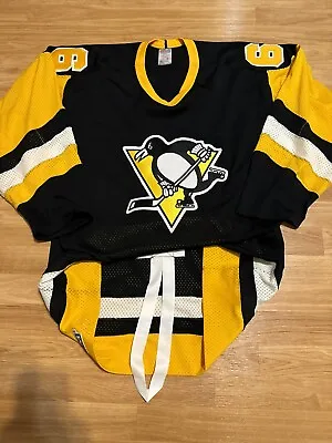 CCM Authentic Mario Lemieux Pittsburgh Penguins Jersey Vintage Black 46 1984-85 • $750