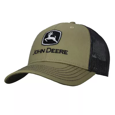 John Deere Men/Unisex One Size Logo 100% Cotton Twill/Trucker Mesh Cap Olive • $29