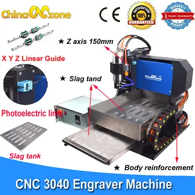 Steel 3040 4 Axis CNC Router Milling Carving Engraver Linear Guide Slag Tank  • $2899