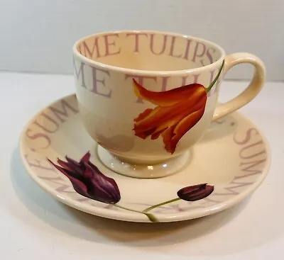 Emma Bridgewater 2005 Summertime Tulips 12oz Cup & Saucer Ceramic England GUC! • $55