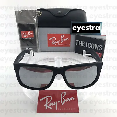 $139.99 • Buy Ray-Ban Justin Polarized Sunglasses Matte Black Silver Lens RB4165 622/6G 55mm