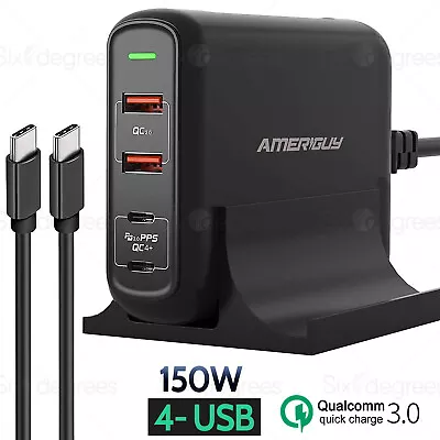 4Port USB C Hub Wall Charger Travel Fast Charging Station Multi Port 2024 150W • $19.88